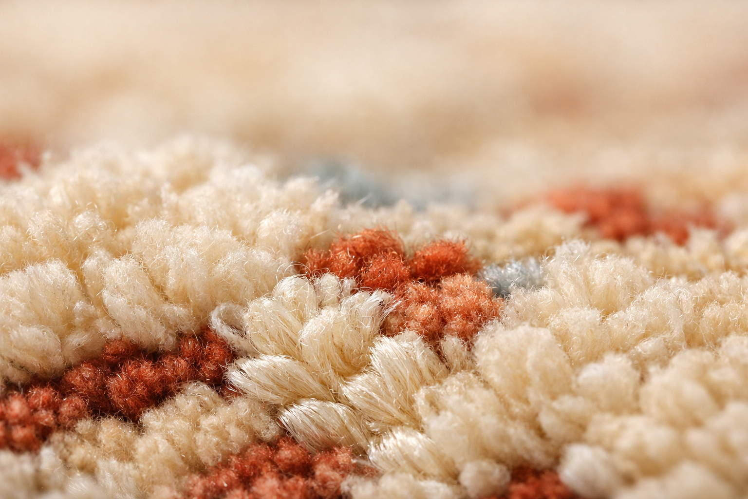 Detailansicht nach Teppichwäsche – Flor und Muster sichtbar frisch