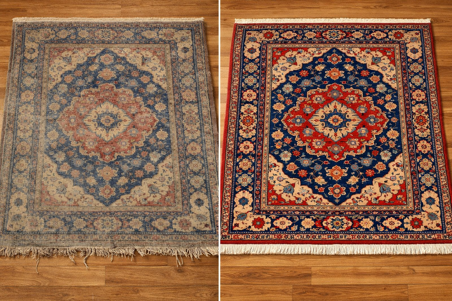 Vorher/Nachher Reparatur – Kanten und Fransen fachgerecht