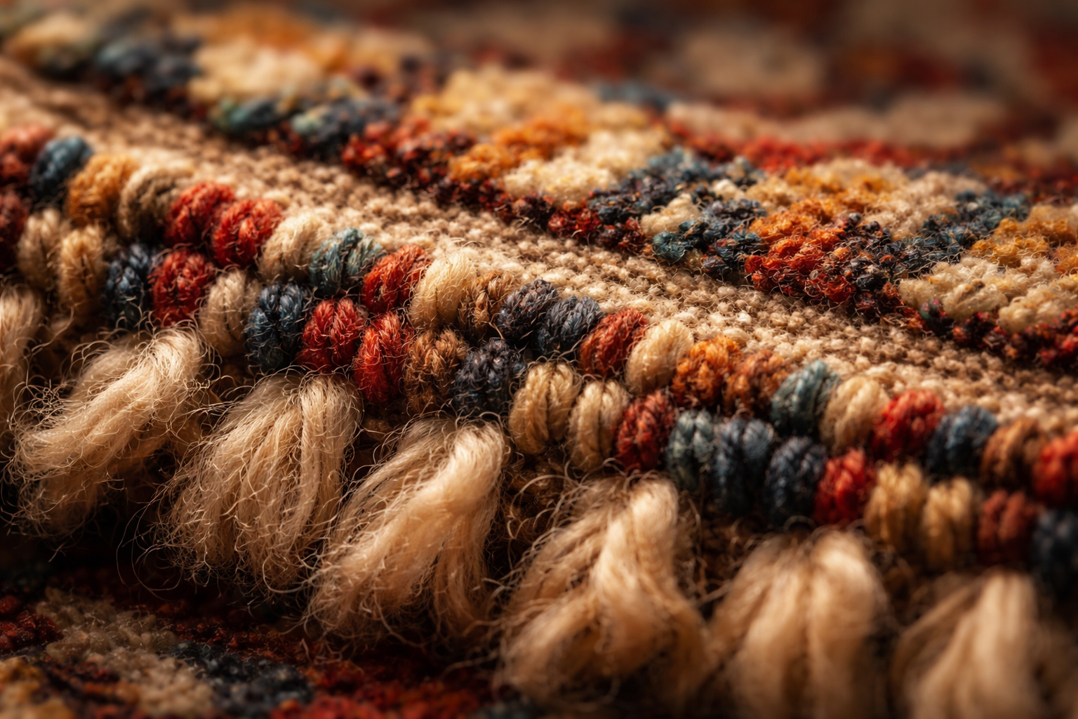 Detailansicht Restaurierung – Knoten, Flor und Struktur